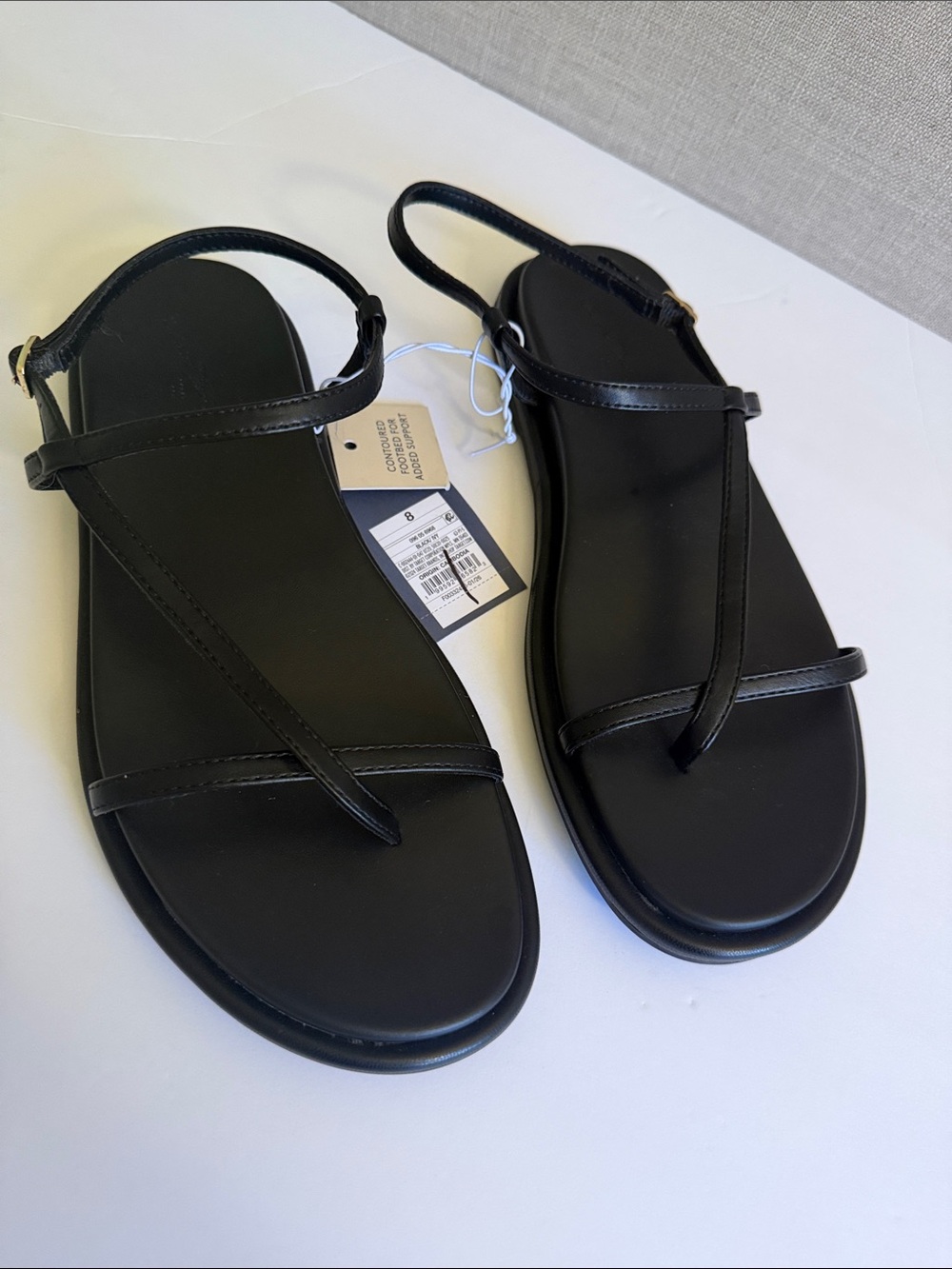 Universal Thread Black Minimal T-Strap Flat Sandals